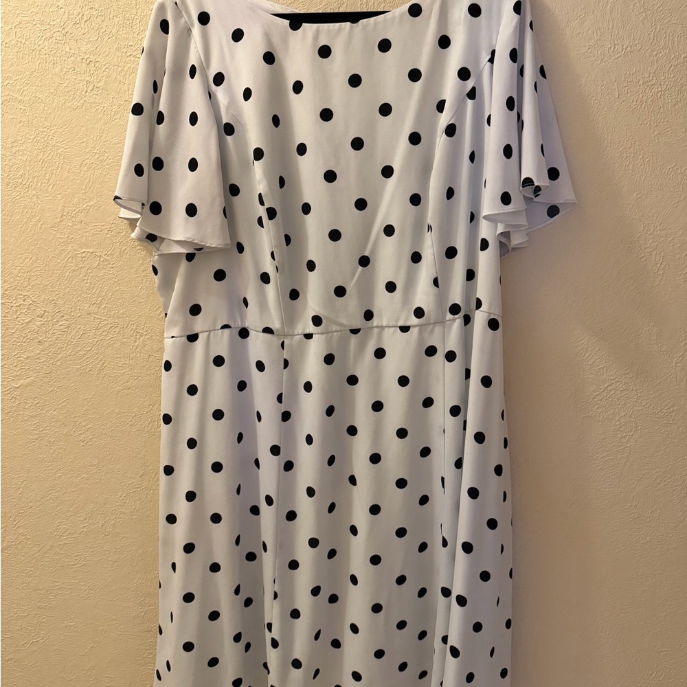 Lane Bryant Black and White Polka Dot Midi Dress